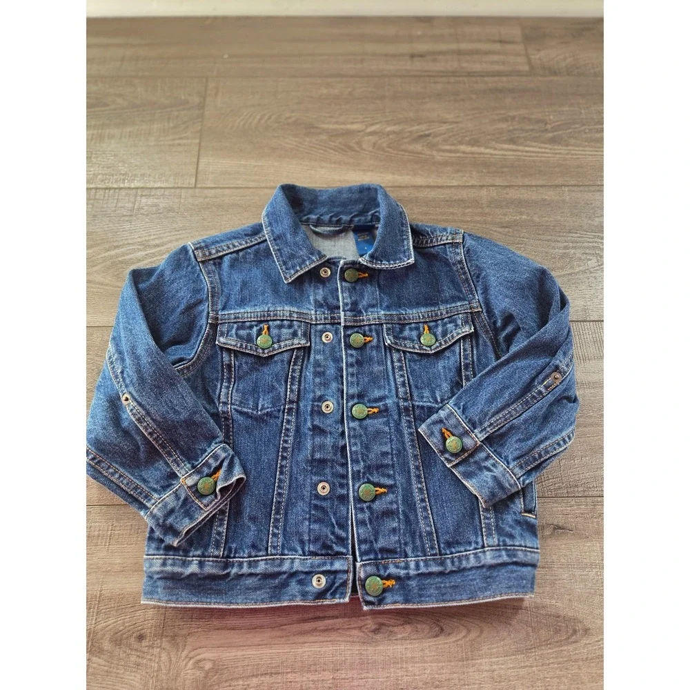 Vintage oshkosh b'gosh jeans‎ jacket size 4 with green brass bottons